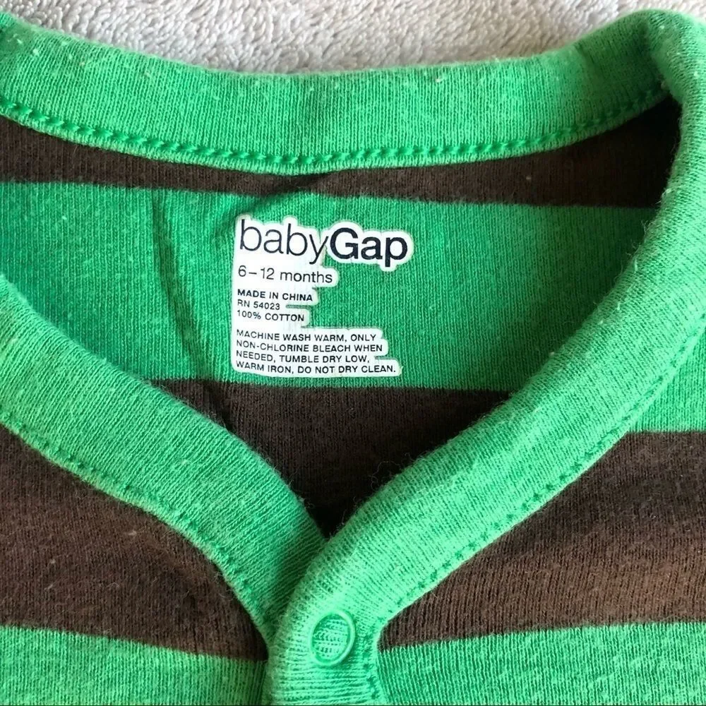 Baby Gap Green Striped Footed Onesies (lot of 2)